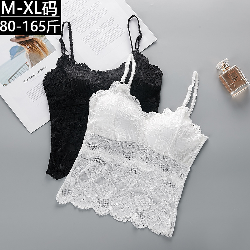 Belleza back sexy LACE camisola de las mujeres delgadas interior y exterior desgaste pecho más tamaño bottoming chaleco