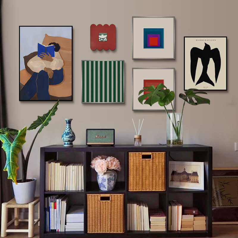 Niche Art Abstract Geometric Hanging Painting Living Room Sofa Background Combination Decorative Painting Memphis Dopamine Wind Mural Painting Niche Art Abstract Geometric Hanging Painting Living Room Sofa Background Combination Decorative Painting Memphis Dopamine Wind Mural Painting
