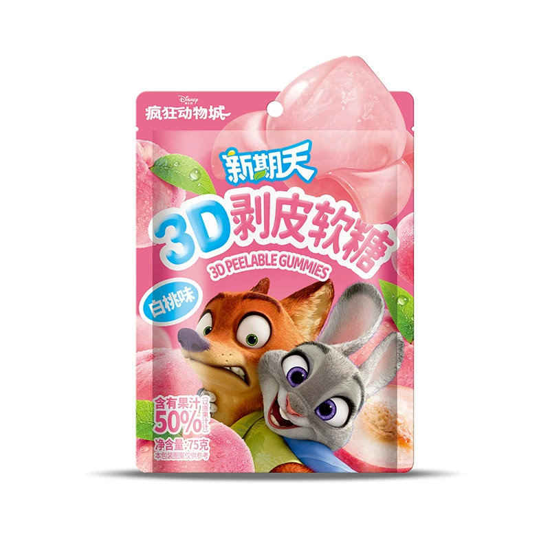 Новый период 3D пилинг иржа 50% фруктовый сок content, чип сахар белый персик виноград фруктовый сок мягкая конфета снек