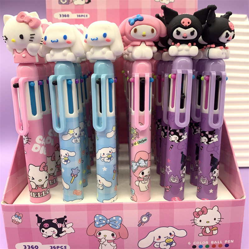 El Comercio exterior Sanrio coolomi de silicona de 6 colores bolígrafo gran oído perro melodía Spider-Man Multi-Color Diario pluma lote
