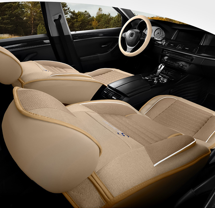 Cross-Border Linen Breathable Car Seat Cover Cushion Universal Four-Season Full-Cover Seat Cover Cushion Comfortable Foreign Trade