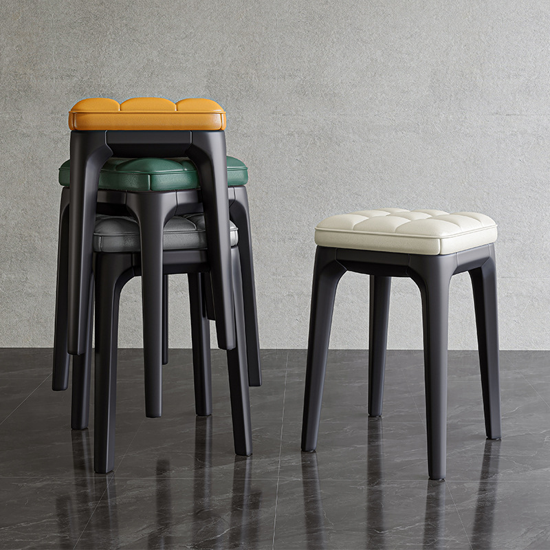 Silla de comedor del hogar taburete de plástico silla engrosada bolsa suave Banco alto apilable moderno simple comedor taburete sala de estar