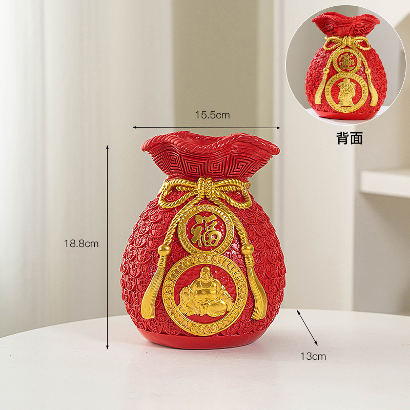 Chino suerte bolsa florero resina decoración casa fortuna significado bolsa de ahorro de la sala de TV decoración del gabinete