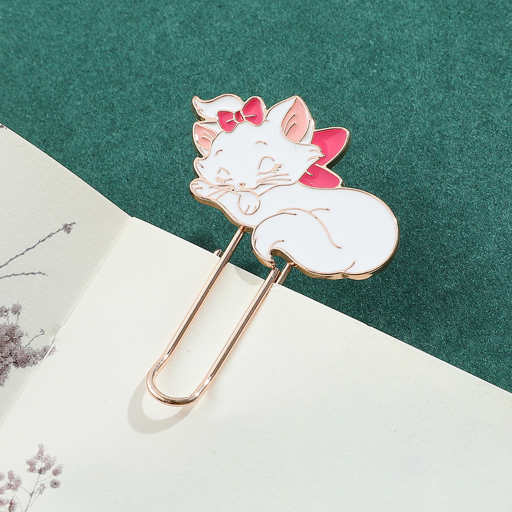 Caricatura encantadora marie gatos marcadores marie clips pequeños marcadores carpeta de libros marcadores de insignia de metal creativos