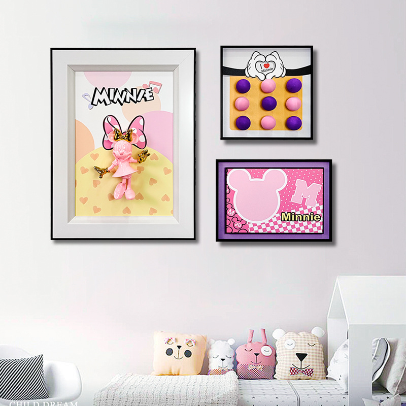 Pintura física tridimensional niño niña habitación pintura colgante dibujos animados Mickey Minnie pintura decorativa habitación infantil pintura creativa