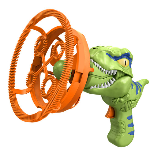 Cross-border children's electric dinosaur bubble gun extra large double-layer bubble-in-bubble handheld fan stall toy