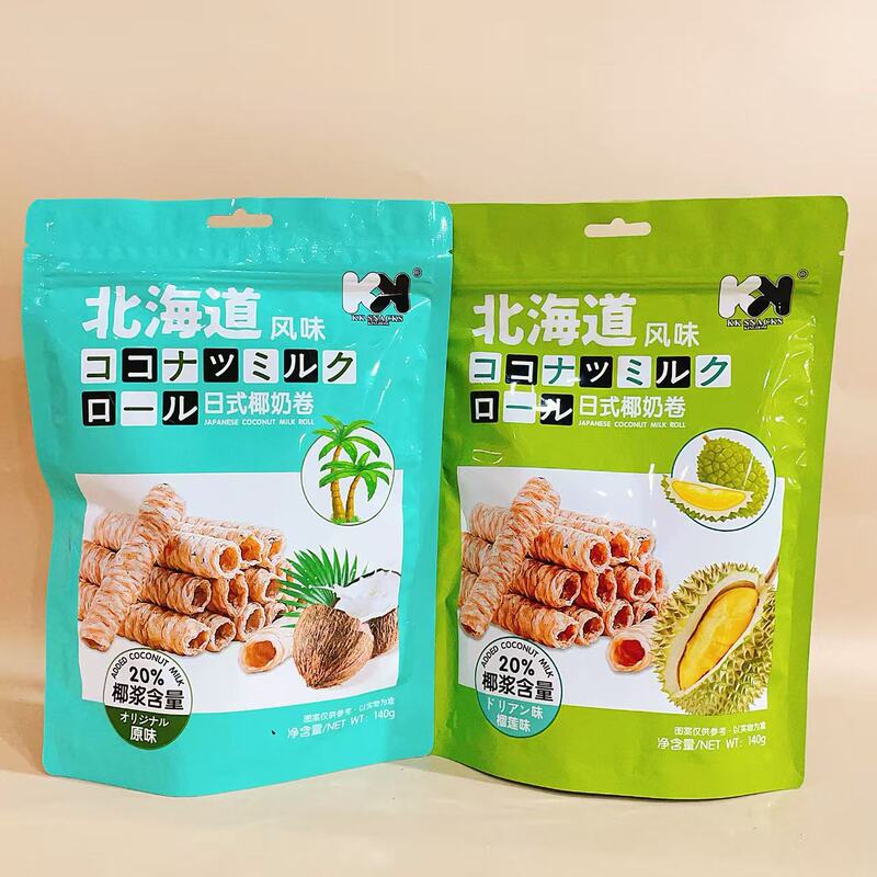 超友味KK北海道风味日式椰奶卷原味榴莲味蛋卷网红膨化怀旧小零食|undefined