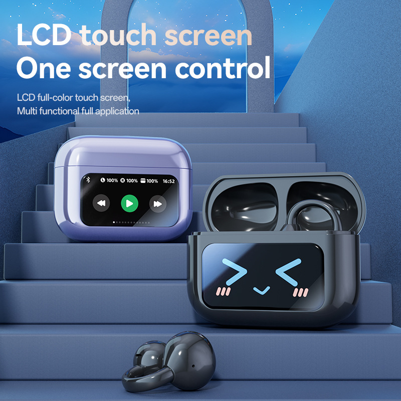 Premium Bluetooth Ear Clip Headphones With Colour Touch Screen_voghion.com