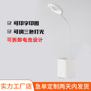 Factory Processing and Customization of Student Learning Pen Holder Desk Lamp USB Charging and Plug-In Dual-Use Printing and Printing Custom Logo
