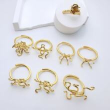 复古不规则戒指空托随形镀金戒托diy配件翡翠珍珠貔貅百搭戒指托