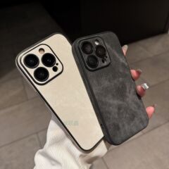 适用苹果16promax牛仔布纹手机壳iPhone16精孔15全包13防摔保护套