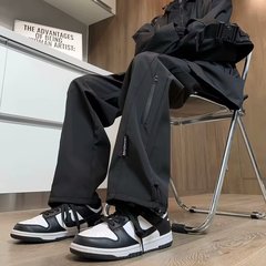 新型夏の薄いタイプのワイド脚の突撃ズボン男性アメリカ式vibe機能防風防水黒登山スーツズボン