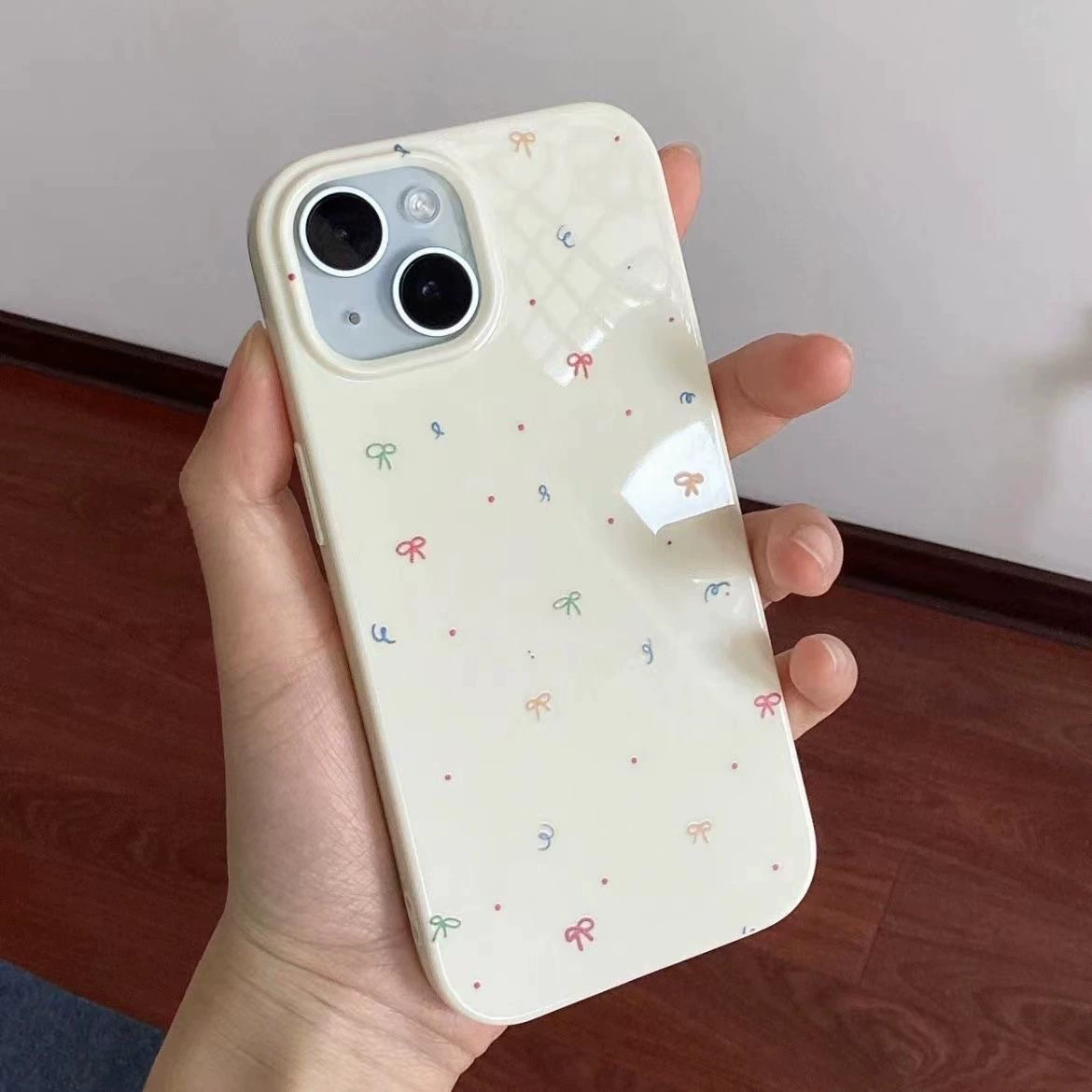 Чехол для телефона (совместимый с Apple iPhone 13–17), прозрачный гелеобразный бант в горошек, защита от падения, 0,03 кг