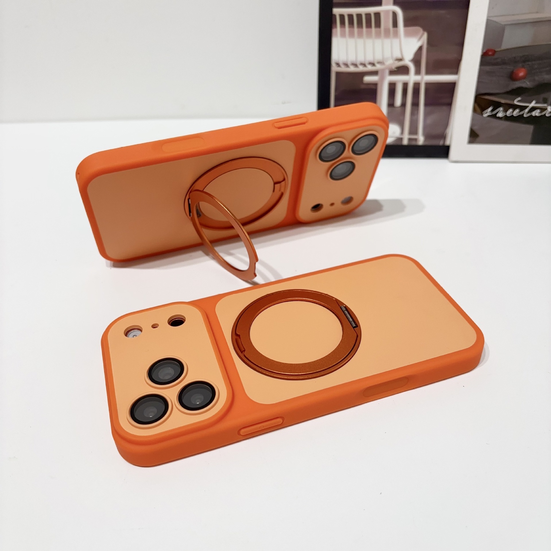 Funda Magnética con Soporte Giratorio para iPhone 18 Pro / 17 / 16 de PC Antigolpes