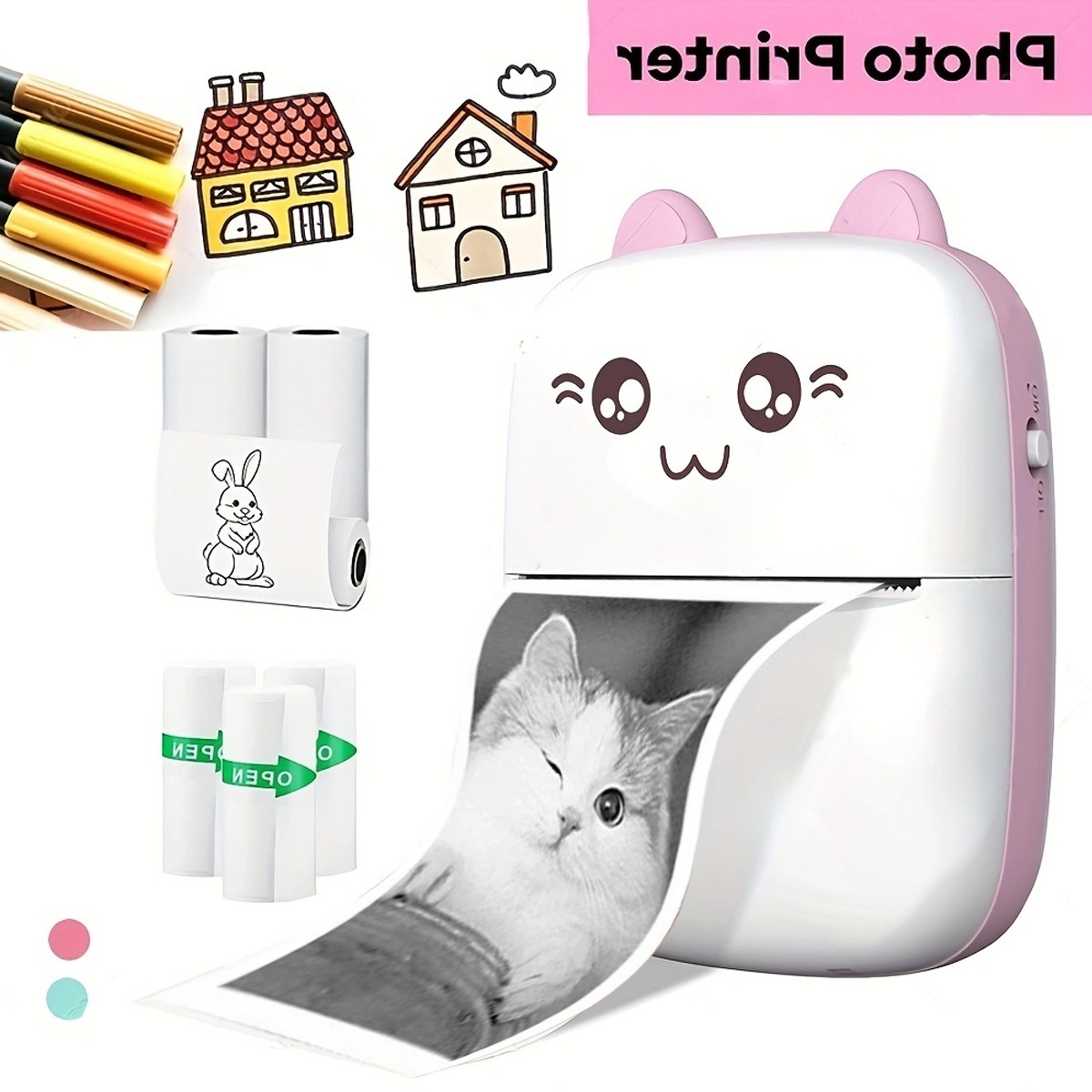 (Wholesale), (Cross-border trading), handheld photo, pocket small printer for students, (Physicals) 3