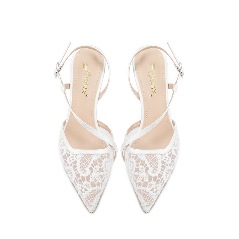Cross-Border 2026 New Fashion Versatile European and American Style Elegant Lace Pointed Toe Stiletto Sandals for Women Dress Shoes Wedding Shoes Cross-Border 2026 New Fashion Versatile European and American Style Elegant Lace Pointed Toe Stiletto Sandals for Women Dress Shoes Wedding Shoes