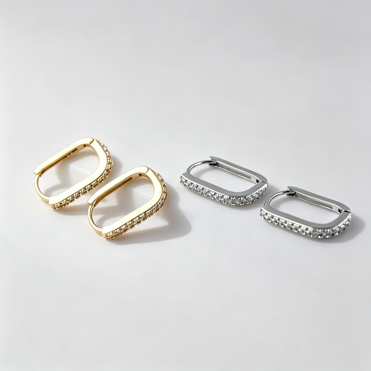 Transfronterizos personales de venta caliente de zircon pendientes de orejas de pareja sofisticados pendientes de pareja estilo francés temperamento diversificado pendientes