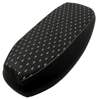 Cover Leather Waterproof Pad Scooter | Motorcycle cushion - small-flower-black-leather-s