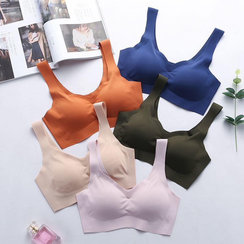 Peace of mind four generations of seamless underwear women's sleep vest bra cross-border plus size rimless gathered beautiful back sports bra