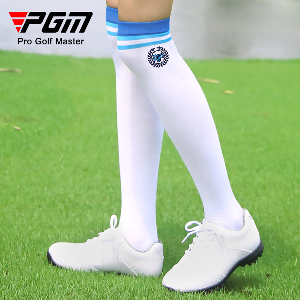 Tất golf dài nữ PGM thấm mồ hôi thoáng khí mùa hè — WZ005 Trắng Xanh Navy, WZ005 trắng đỏ, WZ005 Trắng xanh lam