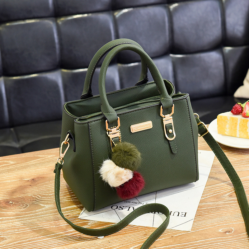 Women's Single Shoulder Handbag With Pom-pom And Double Layer_voghion.com