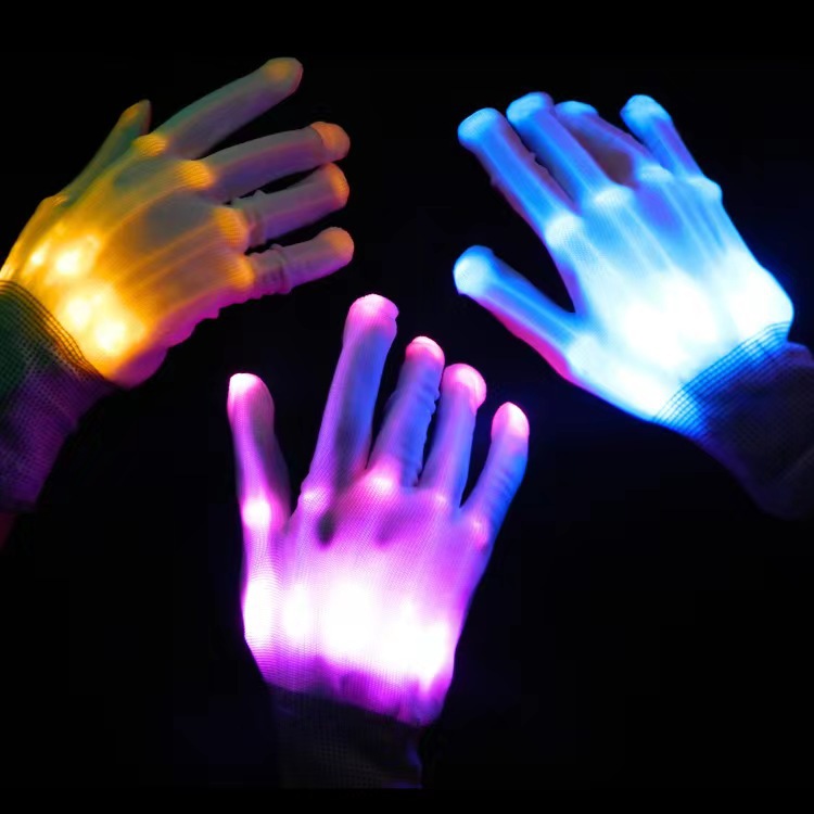 Cruz-frontera llevó guantes regalo de Halloween luminoso súper brillante hueso guantes coloridos accesorios fluorescentes