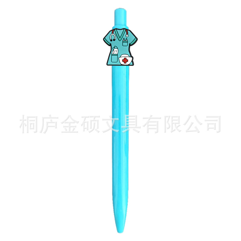 外贸护士笔简约创意纯色糖果色软质卡通圆珠笔黑笔可爱按动笔医生|undefined