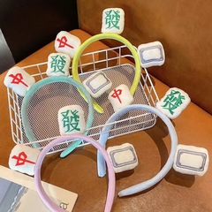 Cute Mahjong Headband, 2021 Trending New Arrival—Fall/Winter Face-Washing Headband with Hair Clips, Women's Quirky & Creative Hair Accessories