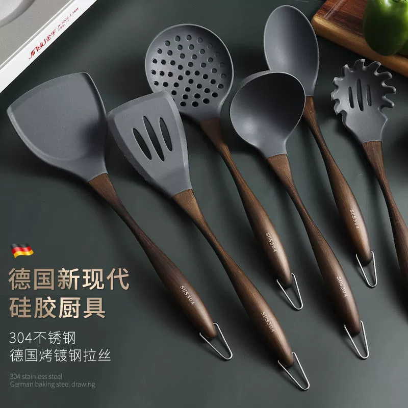 Пищевая силиконовая лопатка для бытовых антипригарных сковородок, специально для не повреждающих кастрюль, устойчивых к высоким температурам ложек для супа, наборов кухонной утвари, лопаток для кастрюль, средней высоты.