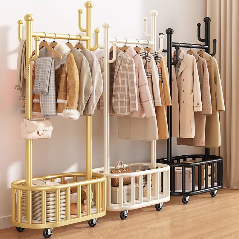 Clothes Rack Floor-Standing Bedroom Clothes Rack Home Indoor Light Luxury Room Clothes Rack Removable Simple Coat Rack