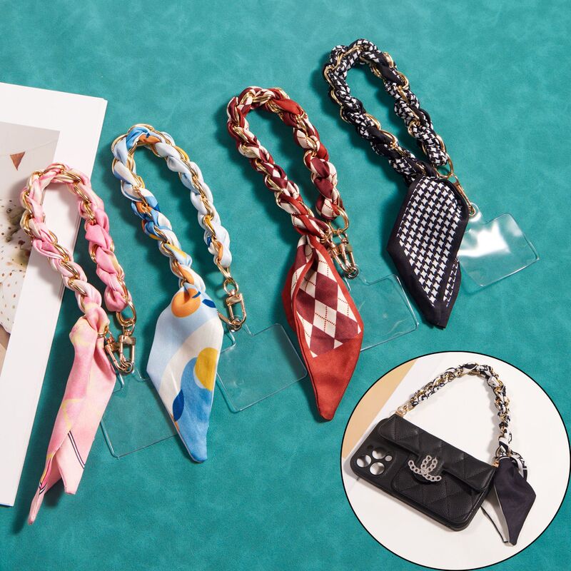 Trendy Creative Woven Lanyard Crossbody Wrist Phone Chain Woven Silk Scarf Phone Case Chain Mobile Phone Strap Trendy Creative Woven Lanyard Crossbody Wrist Phone Chain Woven Silk Scarf Phone Case Chain Mobile Phone Strap