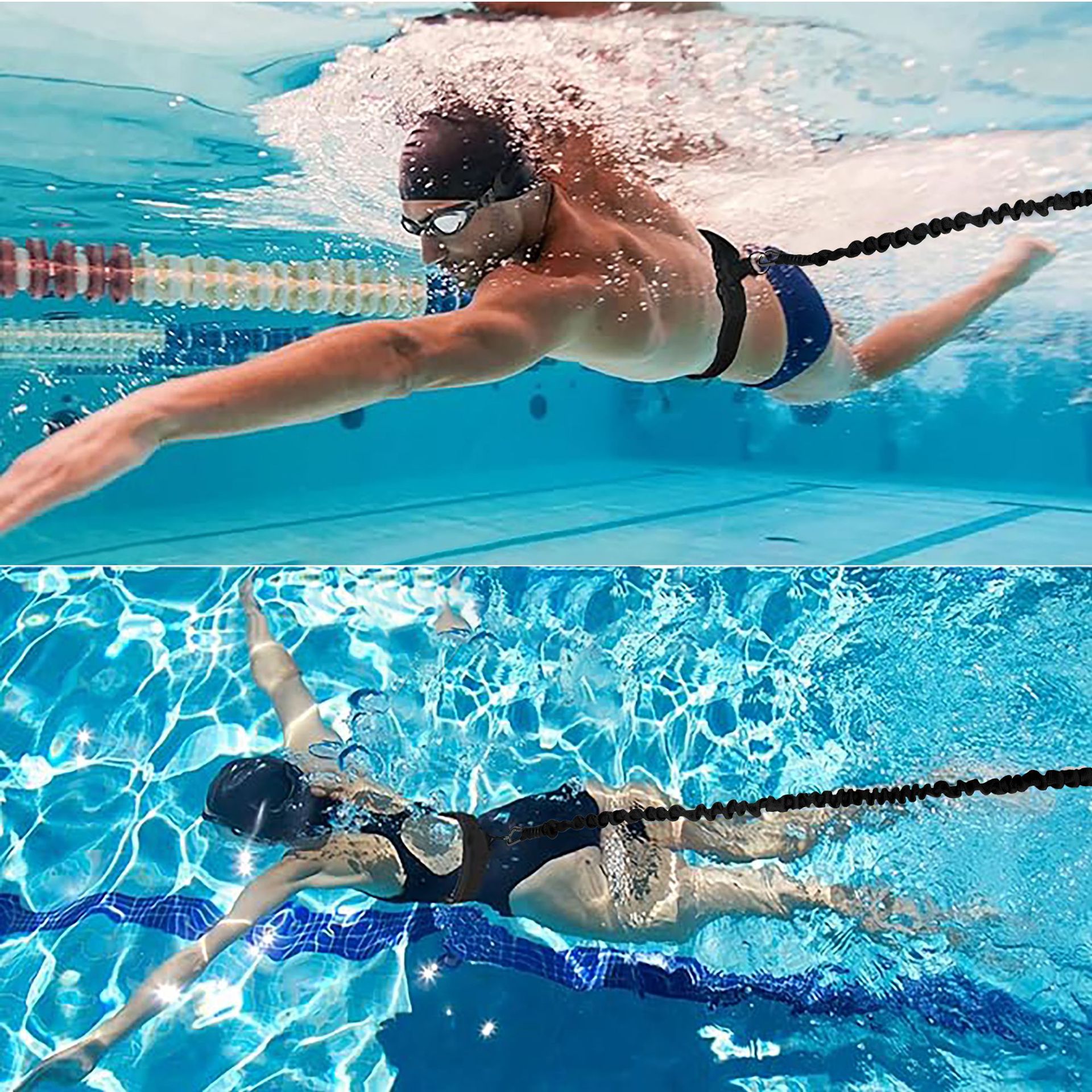 Cinturón de resistencia de natación entrenador elástico para entrenamiento de cuerda de natación al aire libre auxiliar de ejercicio de piscina image 3