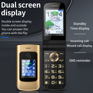 4G Netcom K21 Double Screen Metal Flip Old Man Machine Large Button Backup Mobile Phone Cross-border Multi-language