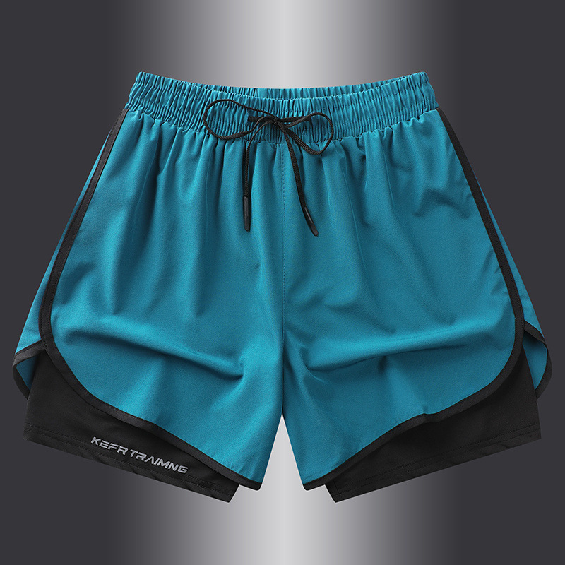 Pantalones cortos deportivos para hombres y dos pantalones de secado rápido forrados para correr entrenamiento de ocio pantalones de baloncesto de tres puntos