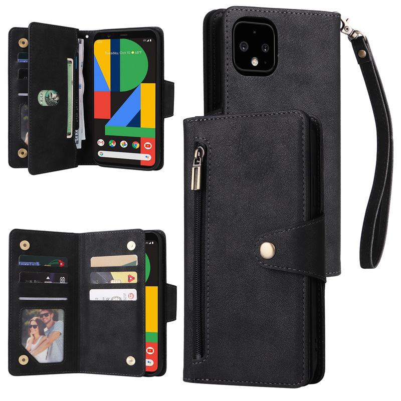 Applicable to Google Pixel4xl zipper wallet phone case pixel3xl card holder lanyard wallet drop-resistant phone case