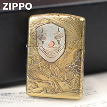 Zippo芝宝正品防风煤油打火机个性贴章小丑精雕面具人生送男友1