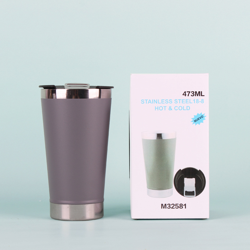 Taza de cerveza de acero inoxidable 304 de Brasil transfronterizo con abridor de botellas de doble capa Taza de coche Taza de helado de mantenimiento en frío de plástico en stock