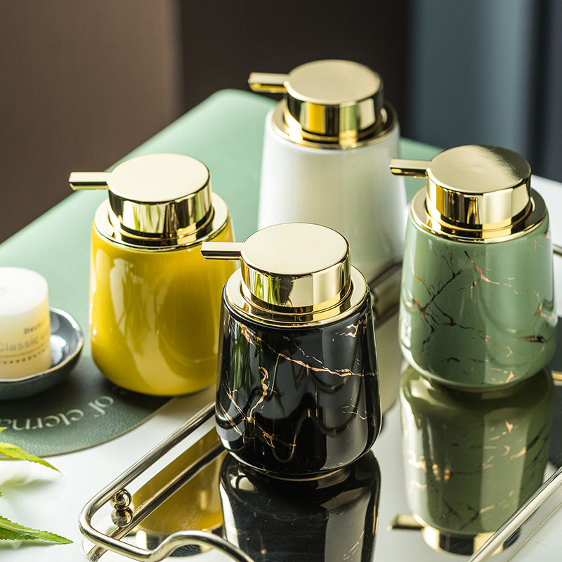 Botella de espuma de cerámica simple mano desinfectante Gel de ducha champú desinfectante loción prensa botella Hotel botella de hogar