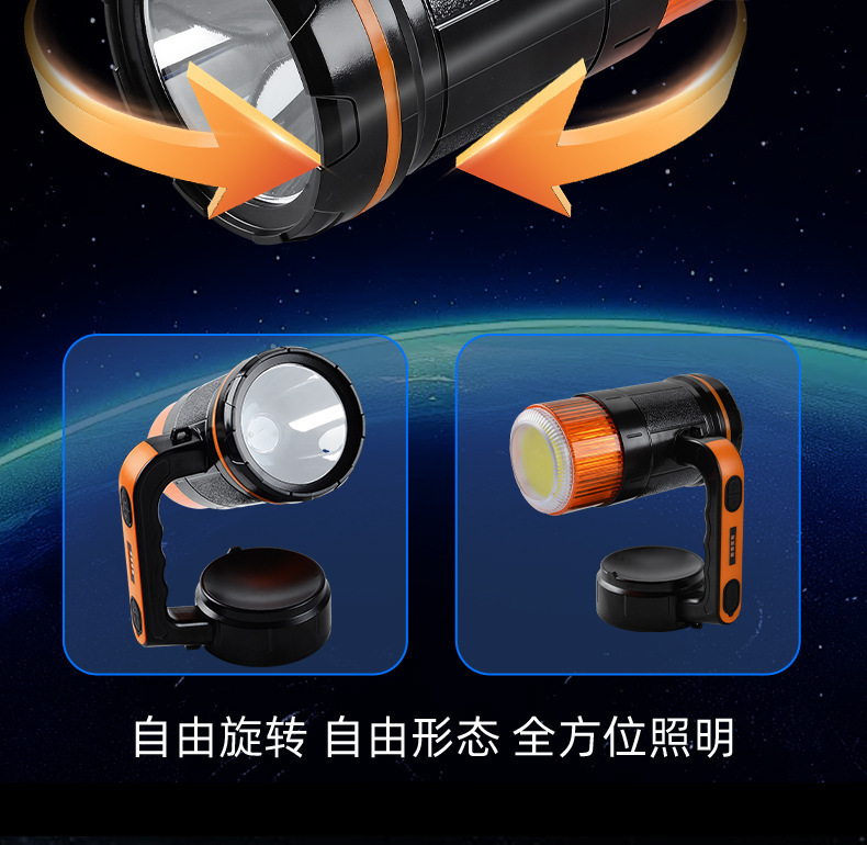 Cross-border outdoor flashlight, multifunctional, long-lasting, strong light, long-range, with tools, rechargeable, high-power portable light
