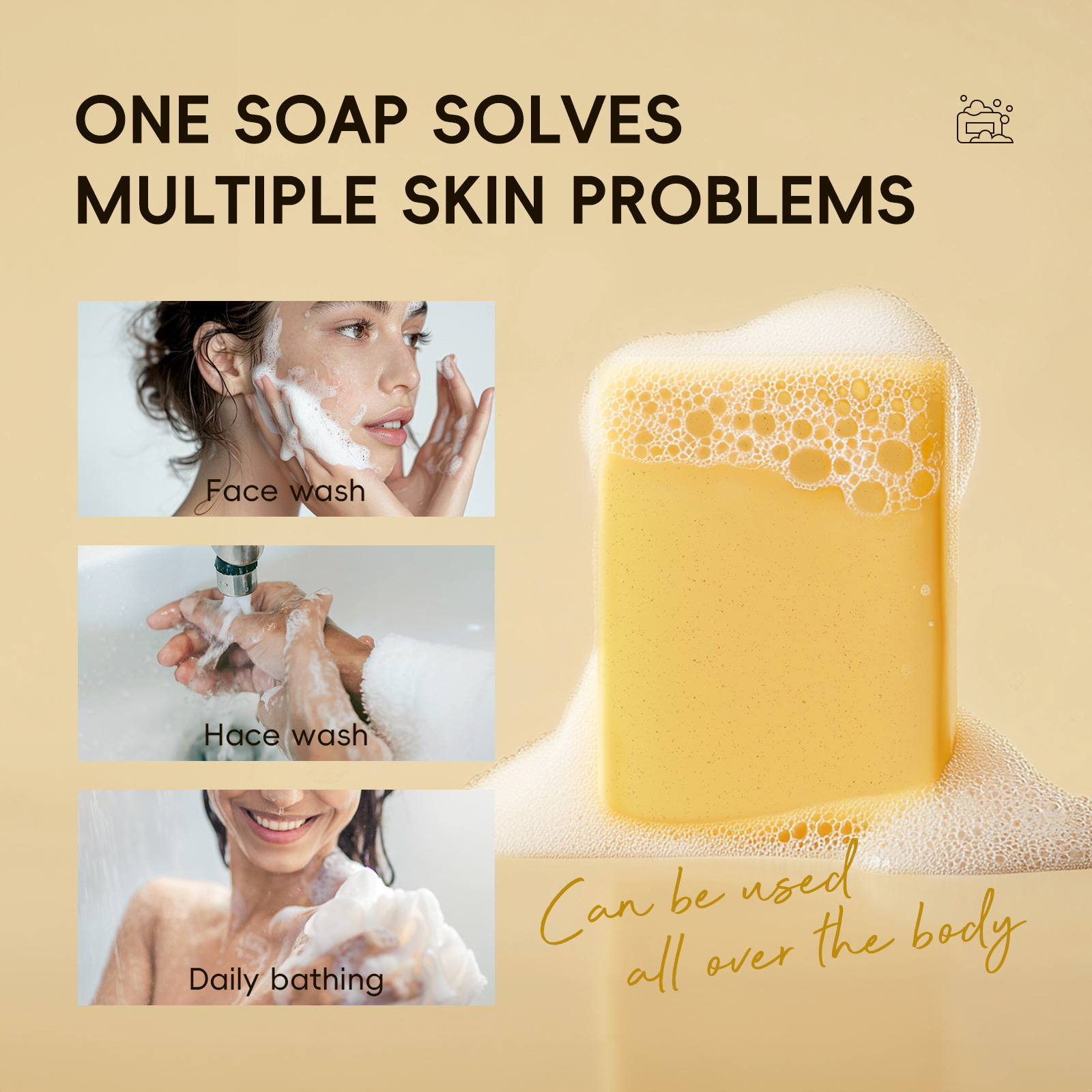 Cross-border new product LAIKOU Curic Acid Turmeric Soap 120g for cleansing facial skin and brightening complexion. Wholesale of facial soap undefined