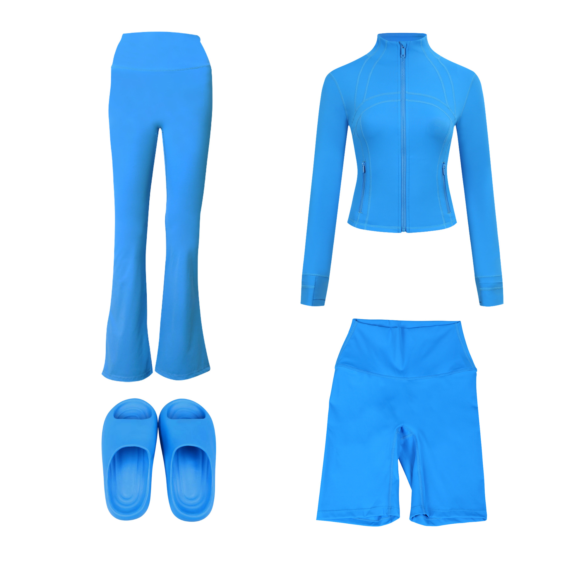 Women's 4-piece Activewear Set With Jacket, Pants, Shorts & Slides_voghion.com
