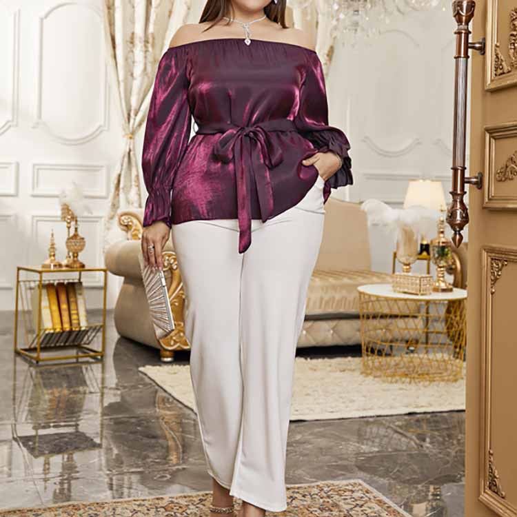 Elegant Fashion Solid Color Polyester Belt Blouse display picture 1
