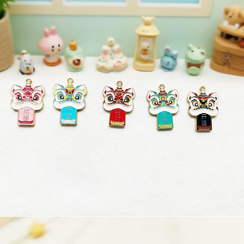 New Year's Lucky Lion DIY Jewelry Accessories Chinese Style Fortune Attracting Peaceful Lion Dance Oil Drop Keychain Pendant New Year's Lucky Lion DIY Jewelry Accessories Chinese Style Fortune Attracting Peaceful Lion Dance Oil Drop Keychain Pendant