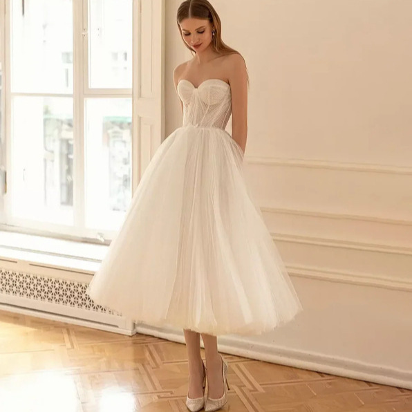 French-Style Light Wedding Dress, New Spring and Autumn Style, Strapless, Elegant, French High-End Texture, Bride Wedding Reception Evening Dress