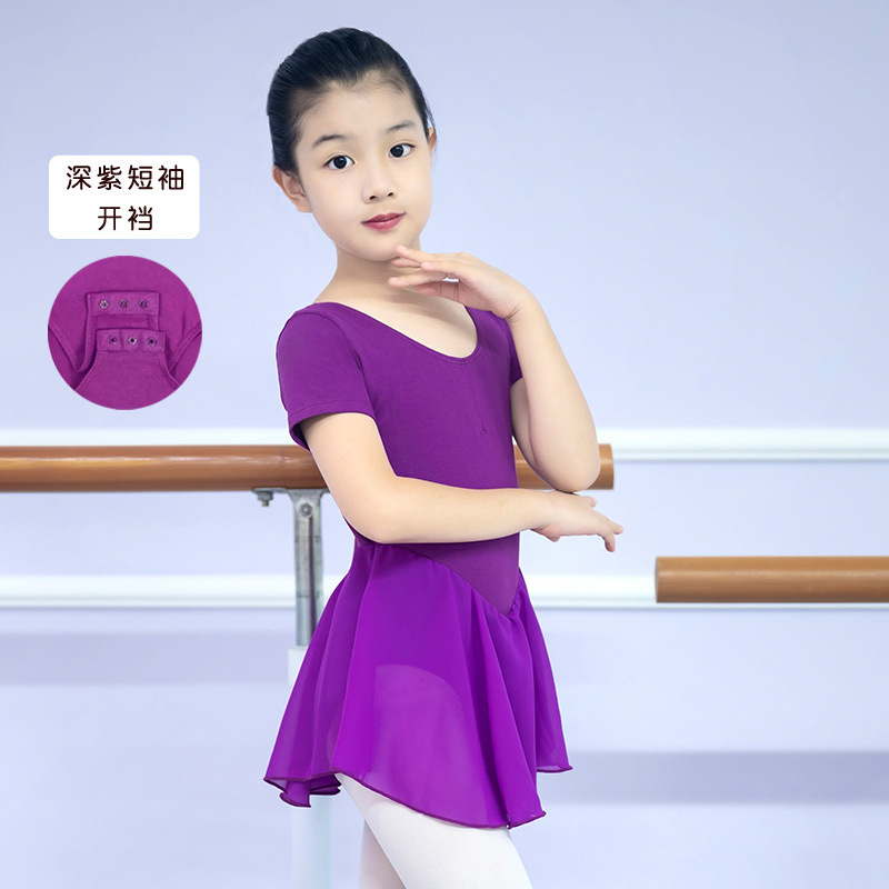 Traje de práctica de danza para niñas, traje de examen de danza china de otoño de manga larga, vestido de ballet, leotardo de una pieza de manga corta para niñas.
