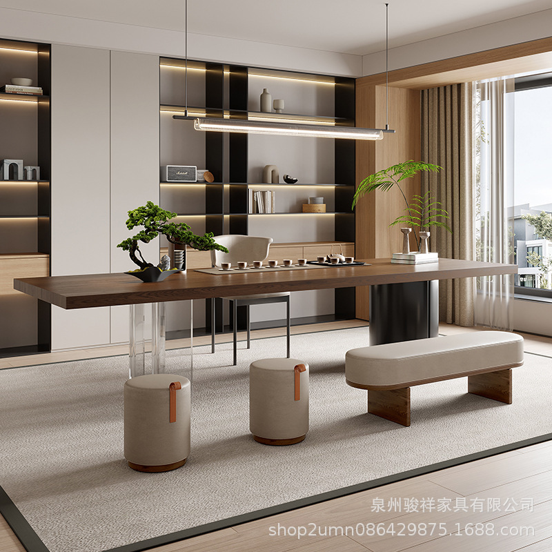 [핫 세일] 1.8m 티 테이블 + 바다 세일 의자 + 푹신한 의자 * 2 + 1.2m 벤치