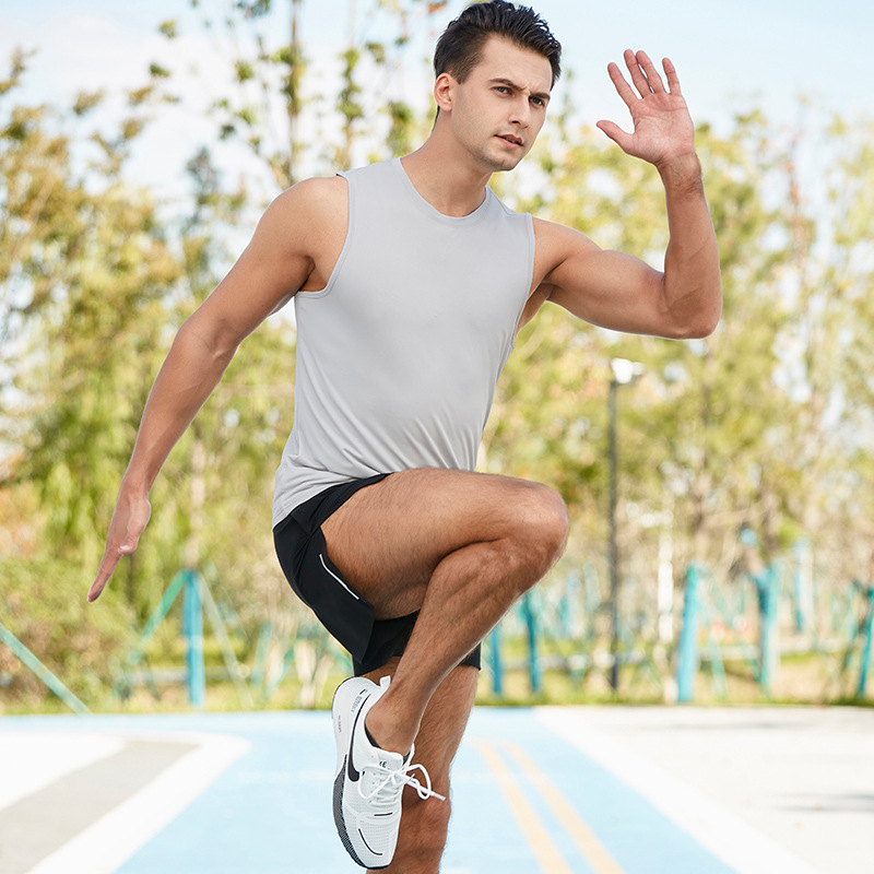 Summer Cross-border Fitness Sports Quick-drying Backless Top for Men Outdoor Marathon Basketball Training Loose Breathable Jacket