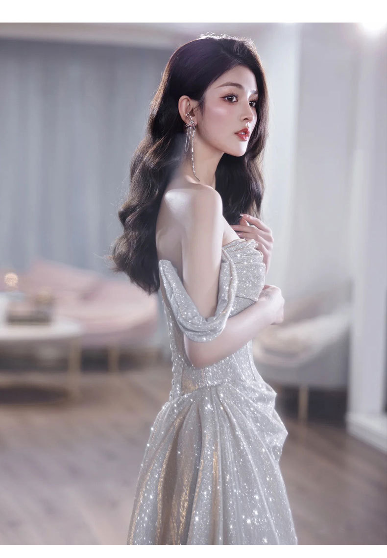Elegant Off The Shoulder Evening Gown High-End Banquet Dress Style Super Fairy Like Luxurious Fishtail Toast Dress For Women_ecoleips.com