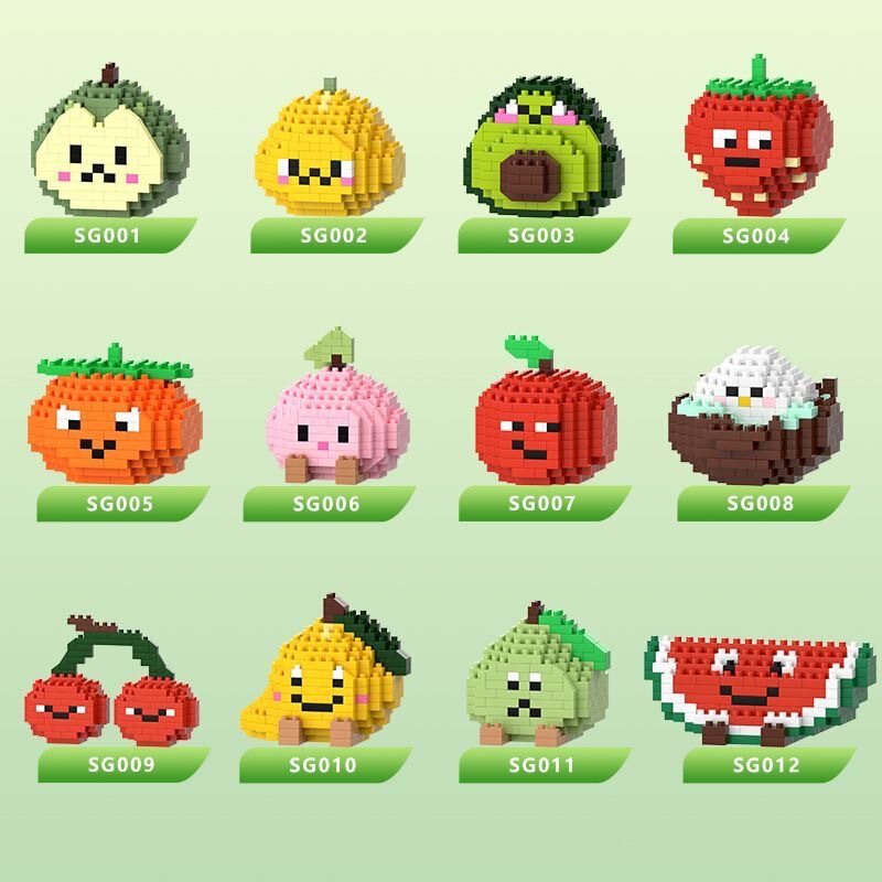 Fruit Party Building Blocks Micro-Particle Boys and Girls Assembly Toys Children's Decompression Educational Model Ornaments Street Stall Wholesale Fruit Party Building Blocks Micro-Particle Boys and Girls Assembly Toys Children's Decompression Educational Model Ornaments Street Stall Wholesale