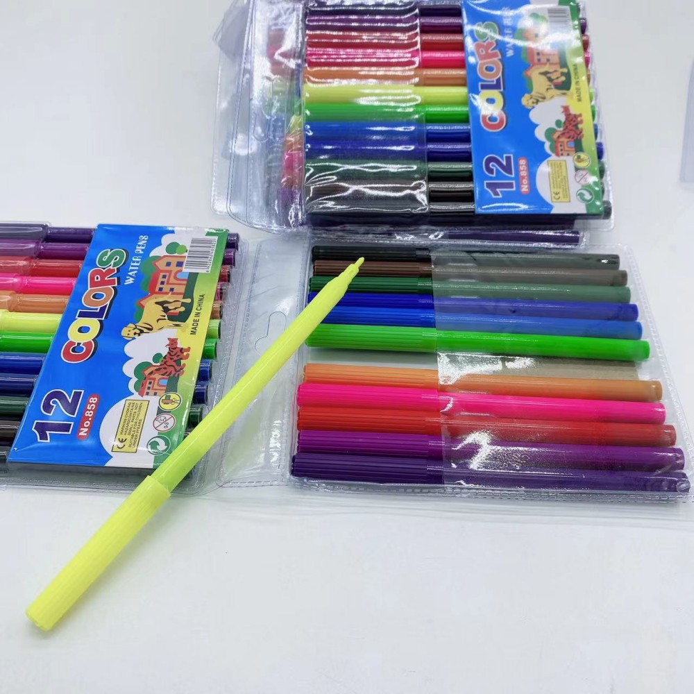 Acuarela pluma de color único conjunto de 12 colores al por mayor de gran capacidad para estudiantes de arte primaria pintura graffiti pintura al por mayor